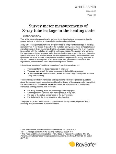 white paper test for leakage|x ray tube leakage survey.